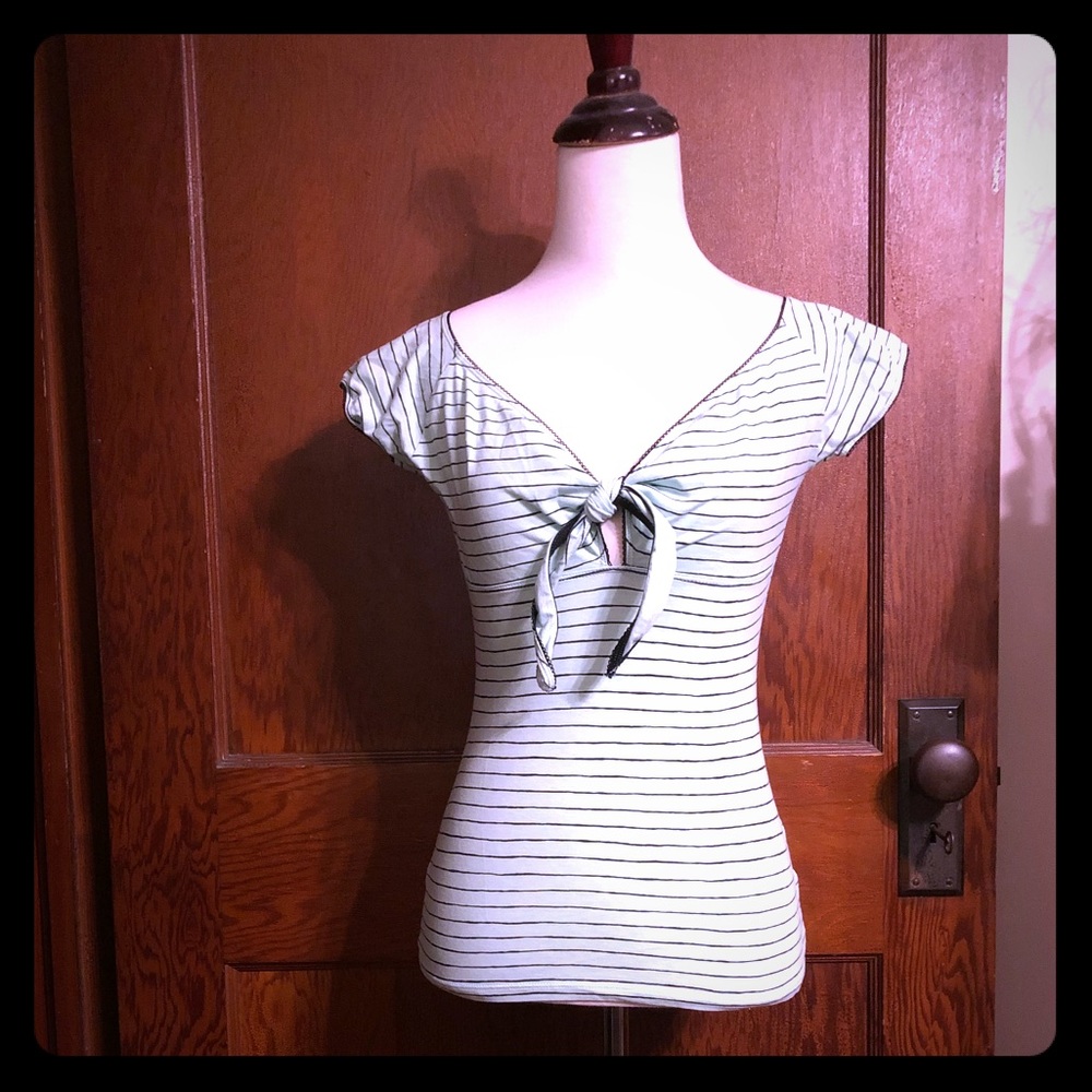Stripped mint green hell bunny top